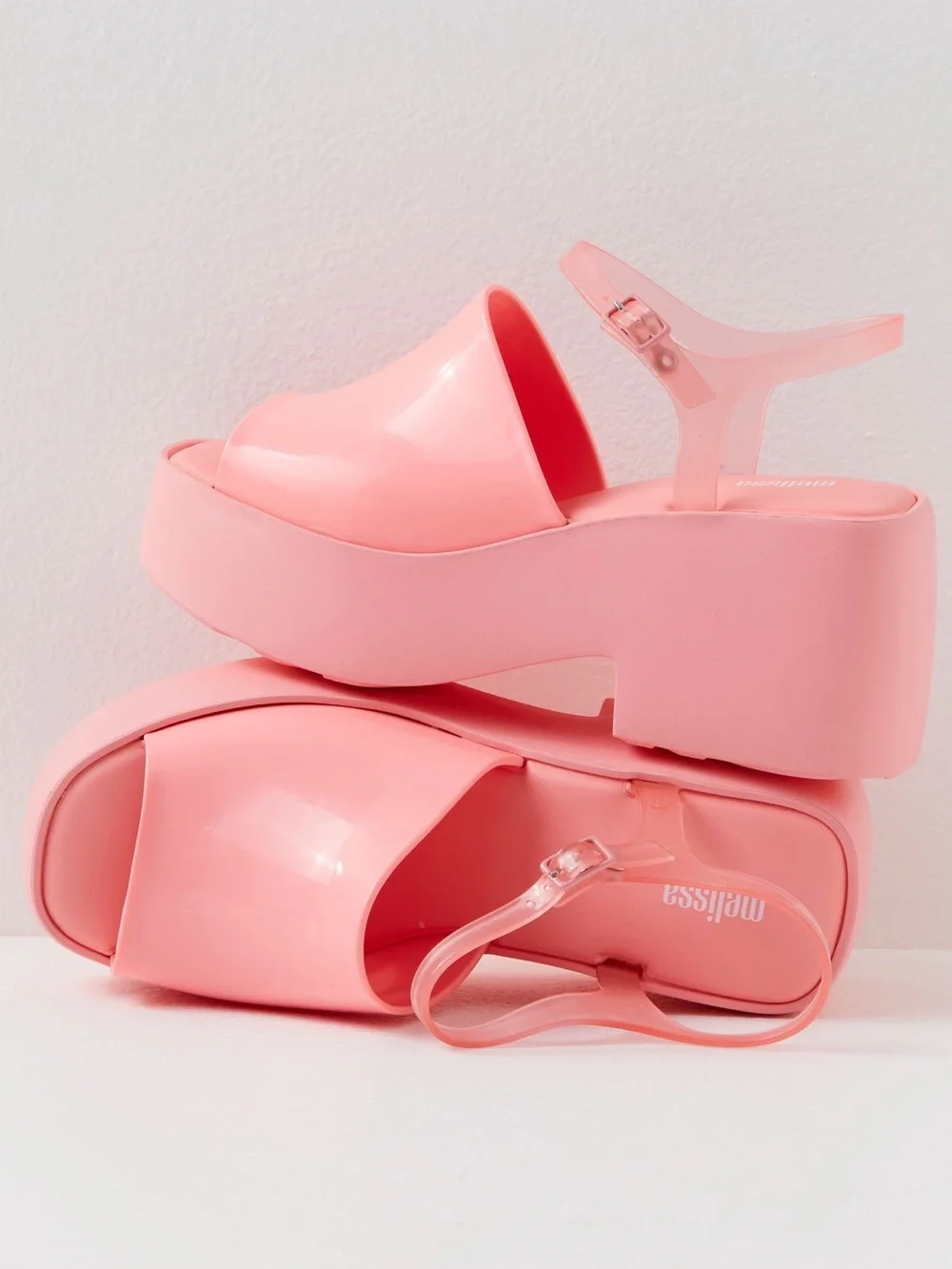 Melissa Bubblegum Pink Platform Sandals with Ankle Buckle